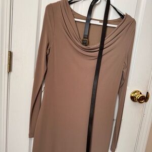 Kevin Klein tan dress with belt-size 2
